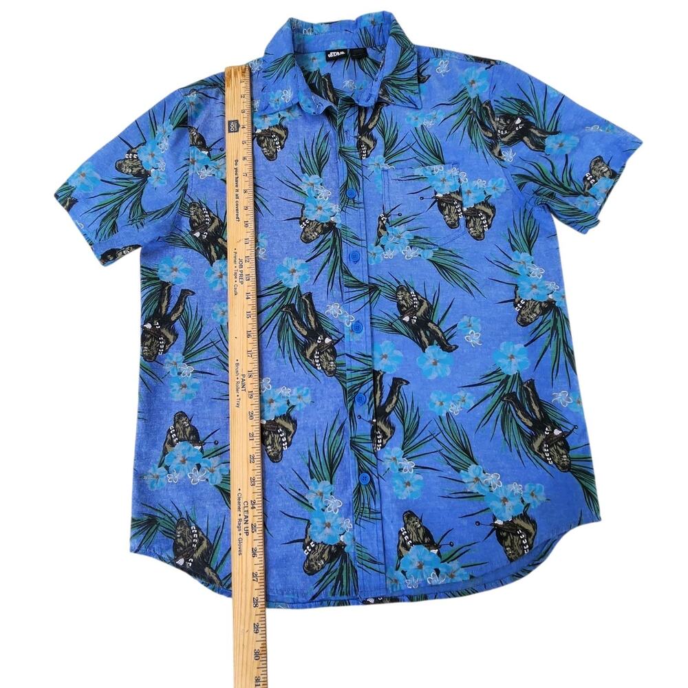 Star Wars Blue Tropical Print Short Sleeve Button-Down Shirt - Picture 4 of 8